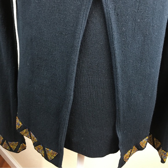 BCBGMAXAZRIA Black Cardigan & Shell Sweater Beaded Diamond Design Size M - Picture 5 of 16